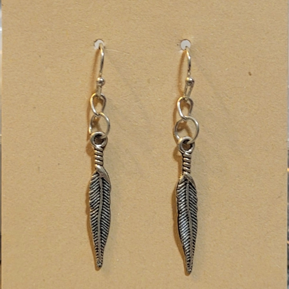Handcrafted Silver Plated Feather Earrings